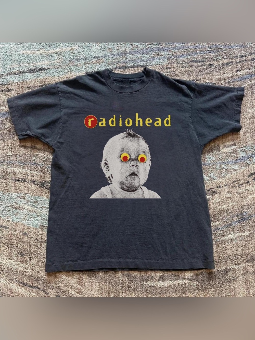 Radiohead Black Short Sleeve Tee with Yellow & Red Graphic